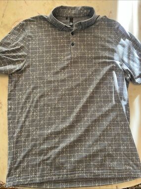 adidas Men's Gray Geometric Grid Polo
